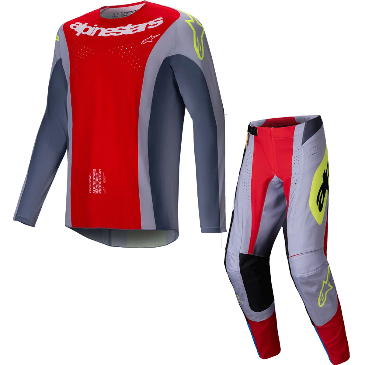 Conjunto Alpinestars Techstar Melt 25 Vermelho Bright/Cinza